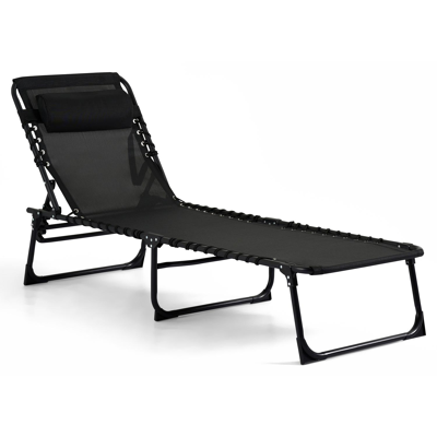 Ensemble de 2 chaises longues réglables Lira en acier noir avec textilène noir