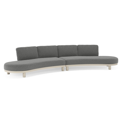 Donato loungebank in beige aluminium met all weather cosytica Catania Black kussen