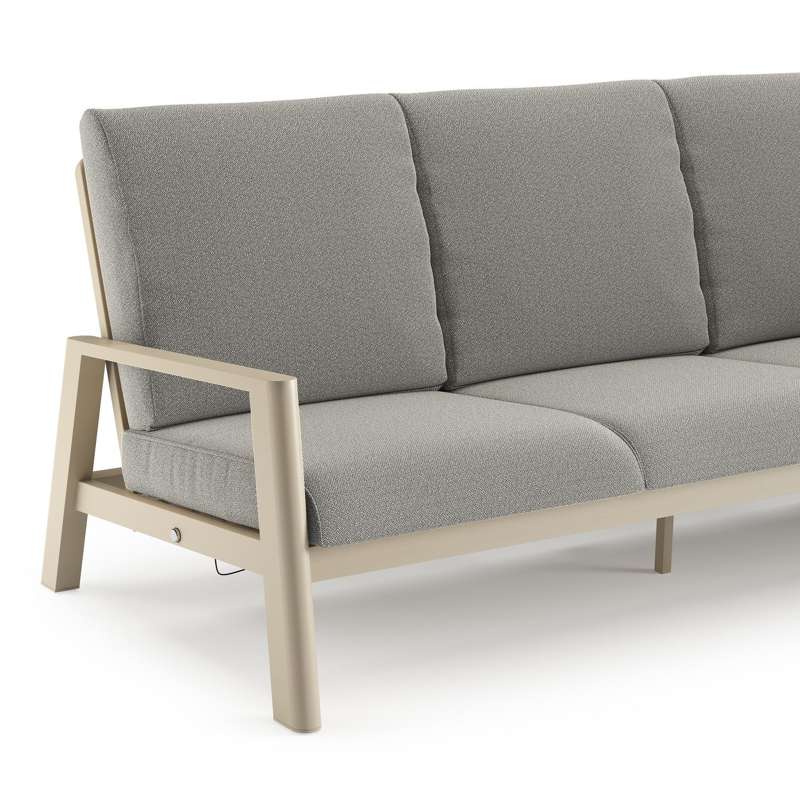 Cirello loungebank in beige aluminium met savane tunder all weather sunbrella® luxe kussen