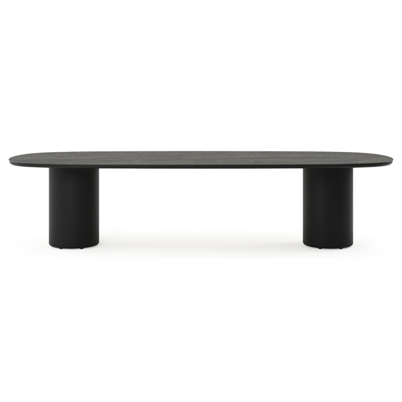 Amico tuintafel bombo in zwart aluminium en volkeramiek Black Obsession - L 320 x B 130 x H 73.5 cm