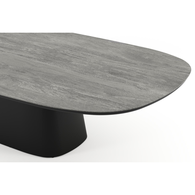 Amico tuintafel bombo xl in zwart aluminium en volkeramiek Aspen Grey - L 320 x B 148 x H 73.5 cm