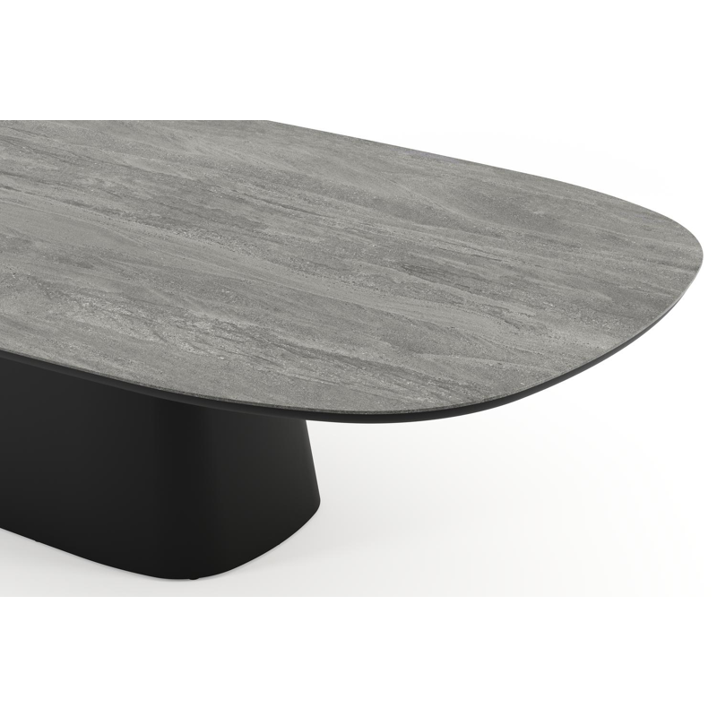 Amico tuintafel bombo xl in zwart aluminium en volkeramiek Aspen Grey - L 320 x B 148 x H 73.5 cm