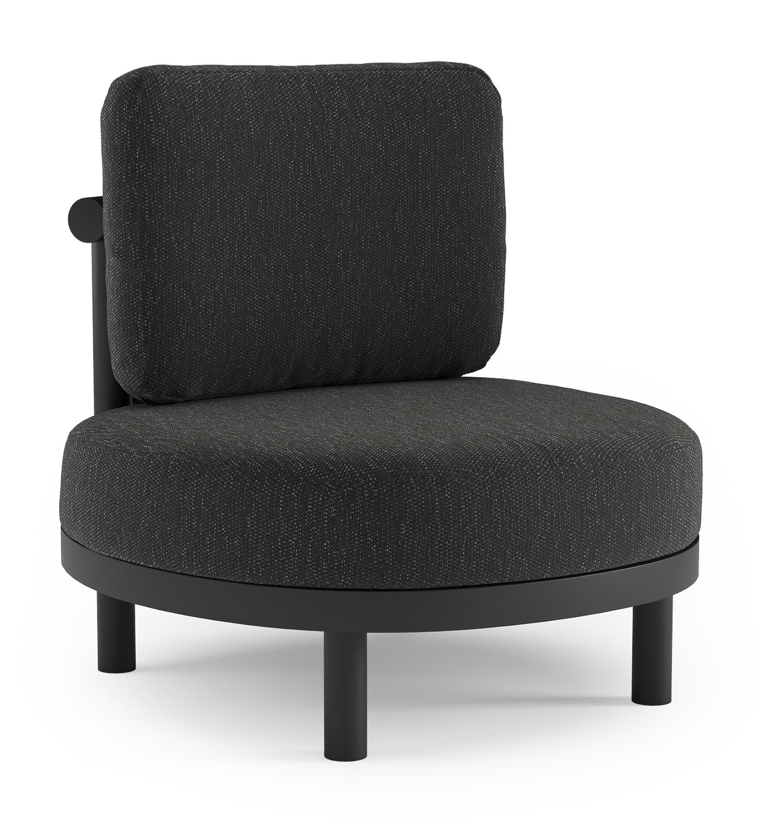 Lindo loungestoel in zwart aluminium met sky black weather+ softtouch kussen