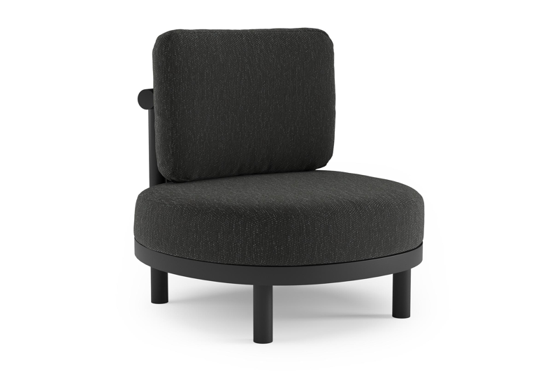 Lindo loungestoel in zwart aluminium met sky black weather+ softtouch kussen