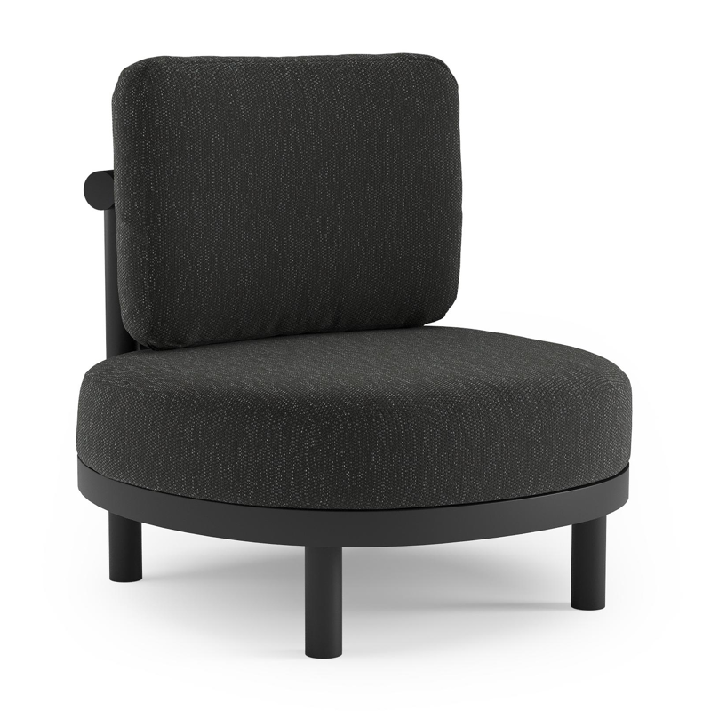 Fauteuil de jardin Lindo en aluminium noir et coussins en weather+ softtouch sky black
