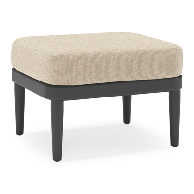 Orso poef in zwart aluminium met Althea Chalk all weather cosytica kussen