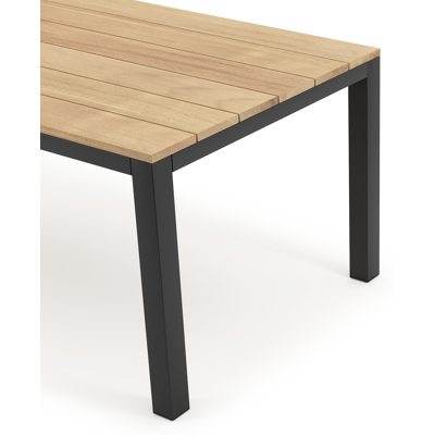 Capri tuintafel in zwart aluminium en teak - L 200 x B 100 x H 75,5 cm