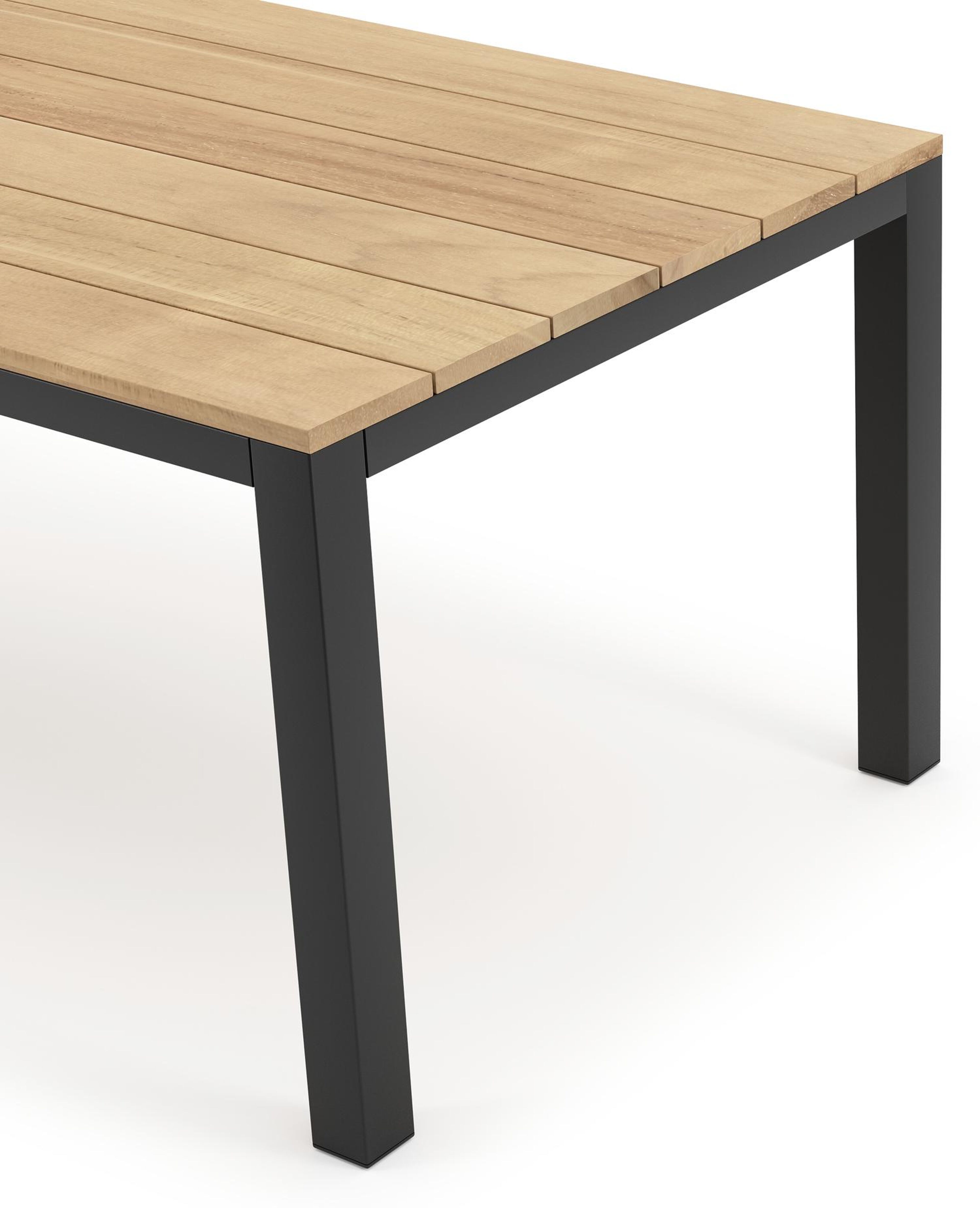 Table de jardin Capri en aluminium noir et teck - Lg 200 x Larg. 100 x H 75,5 cm