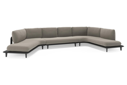 Boogvormige chaise longue rechts + 2-zit + chaise longue