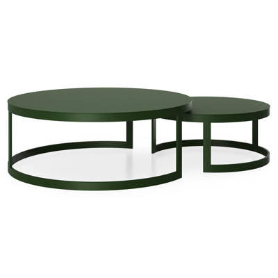 Enna set van 2 loungetafels rond in groen aluminium - Dia. 100/70 x H 37/30 cm