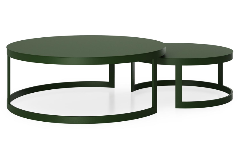 Enna set van 2 loungetafels rond in groen aluminium - Dia. 100/70 x H 37/30 cm