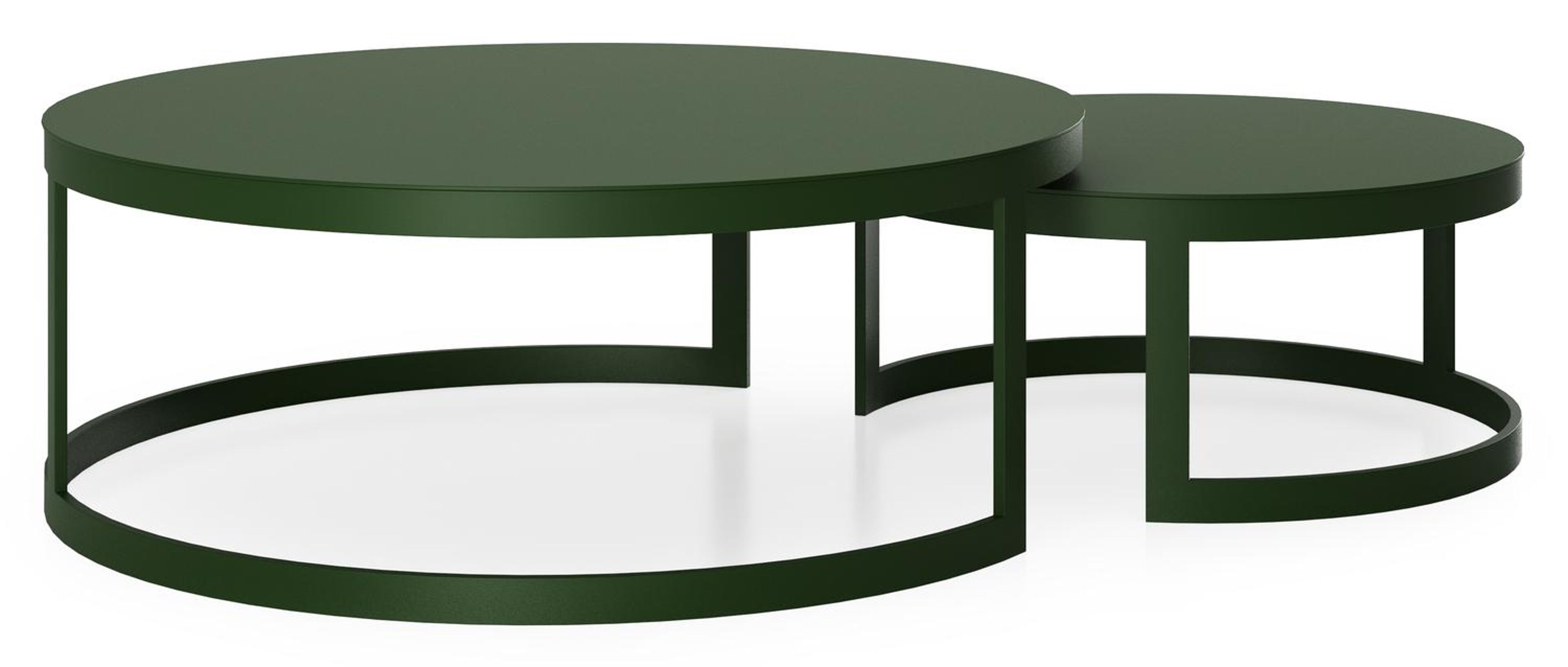 Enna set van 2 loungetafels rond in groen aluminium - Dia. 100/70 x H 37/30 cm