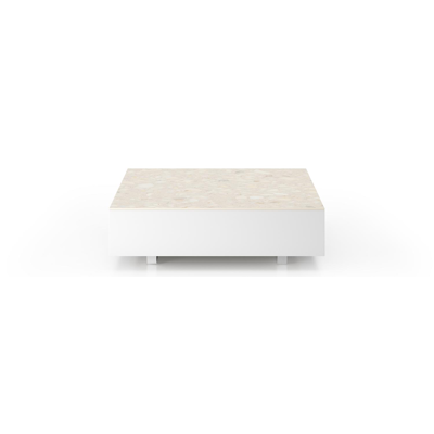 Como loungetafel in wit aluminium en retrostone volkeramiek - L 70 x B 80 x H 20 cm