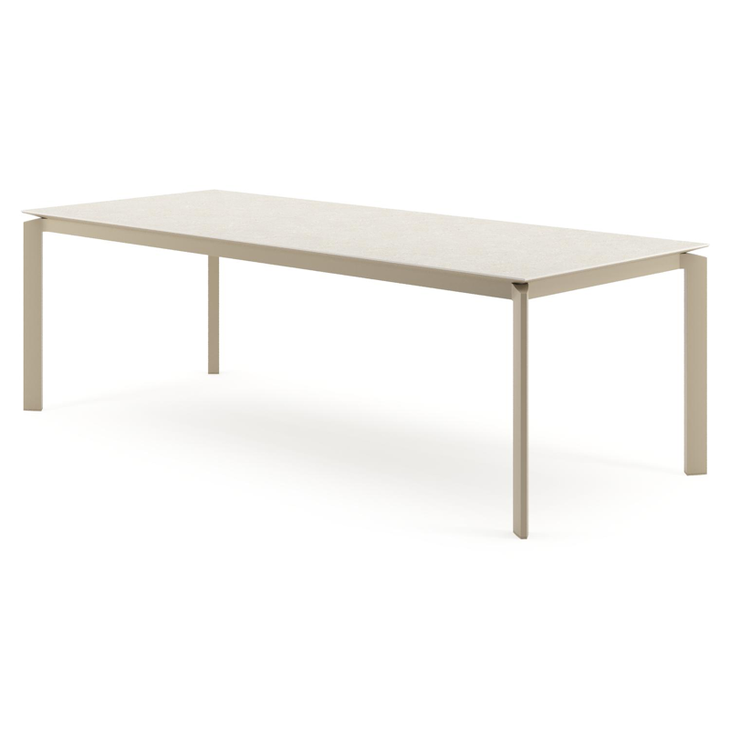 Cirello tuintafel rechthoekig in beige aluminium en volkeramiek Shilin - L 240 x B 100 x H 74.5 cm