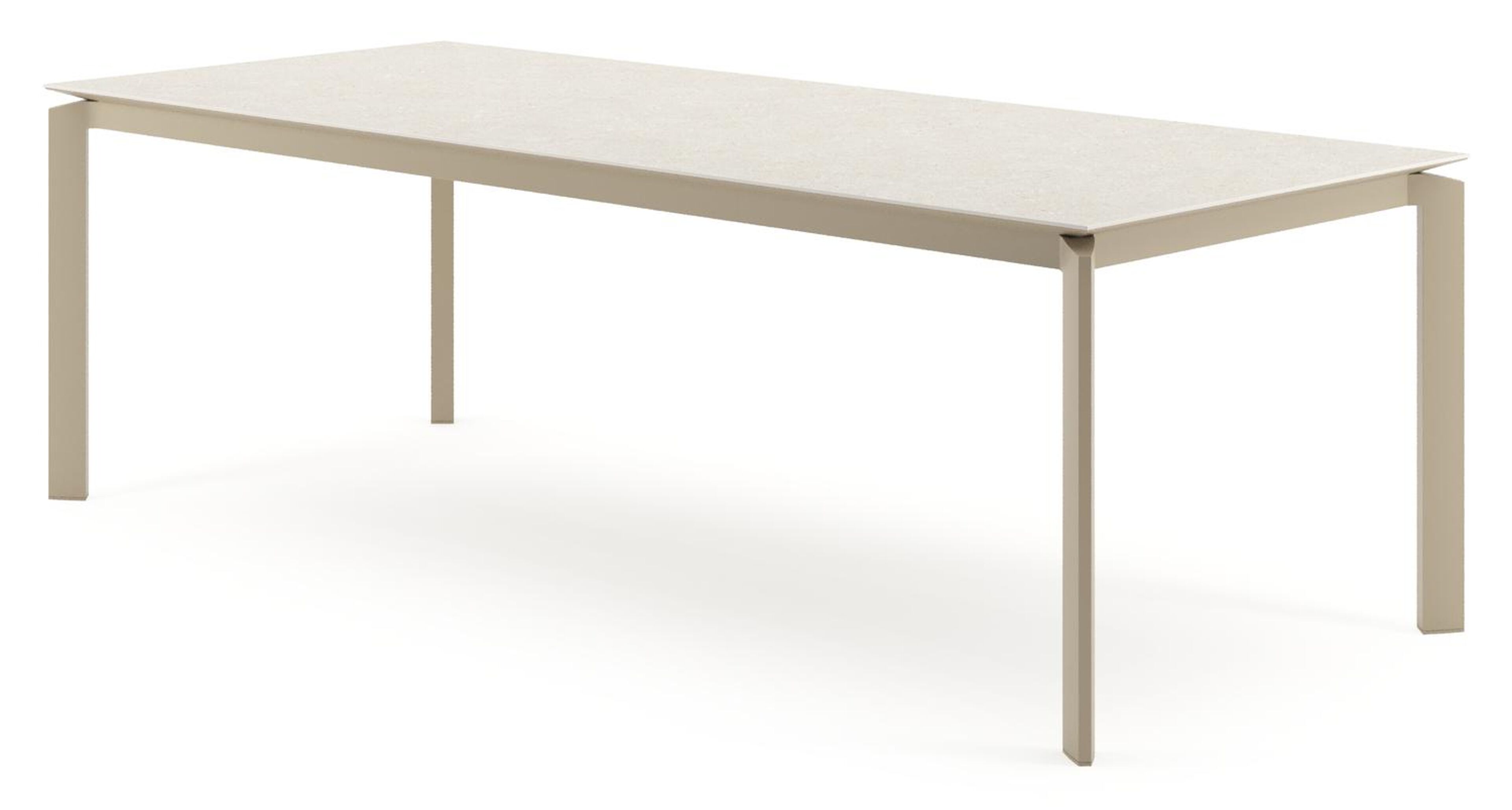 Table de jardin Cirello rectangulaire en aluminium beige et céramique pleine Shilin - Lg. 240 x Lrg. 100 x Haut. 74.5 cm