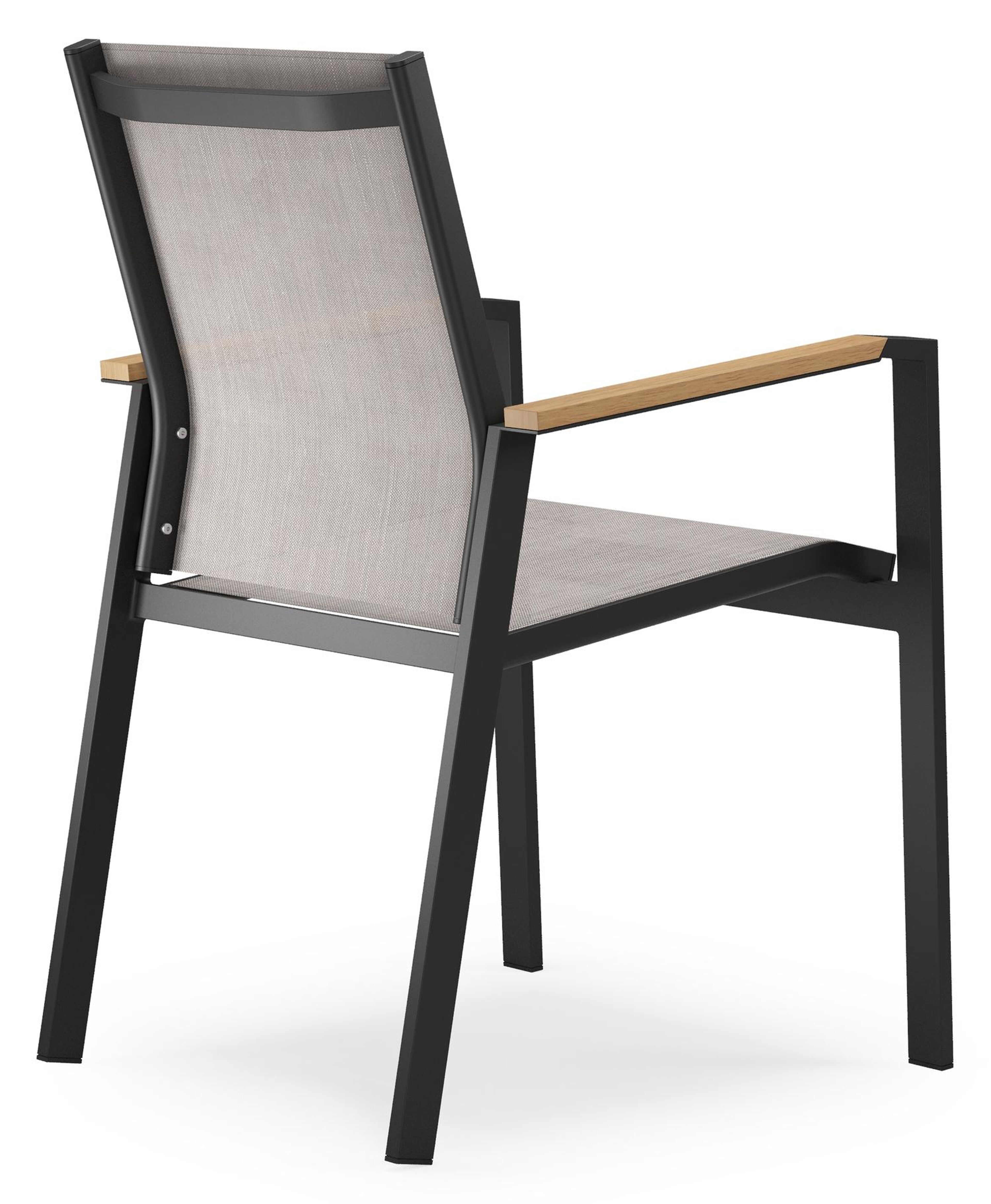Ensemble de jardin Calzo en aluminium noir et polywood avec 6 chaises de jardin empilable Bahia