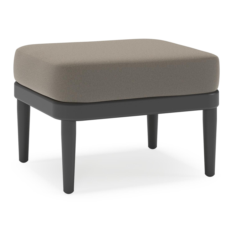 Pouf Orso en aluminium noir et coussins en all weather sunbrella® luxe Natte Carbon Beige