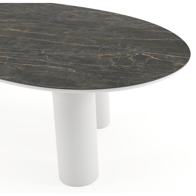 Amico tuintafel mango in wit aluminium en volkeramiek Black Obsession - L 260 x B 130 x H 73.5 cm