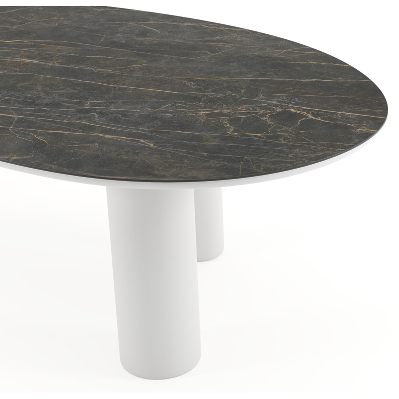 Amico tuintafel mango in wit aluminium en volkeramiek Black Obsession - L 260 x B 130 x H 73.5 cm