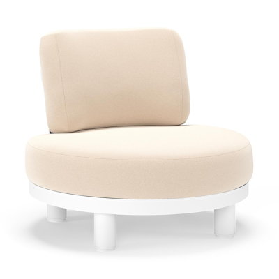 Donato loungestoel in wit aluminium met all weather sunbrella® luxe Natte Linen Chalk kussen