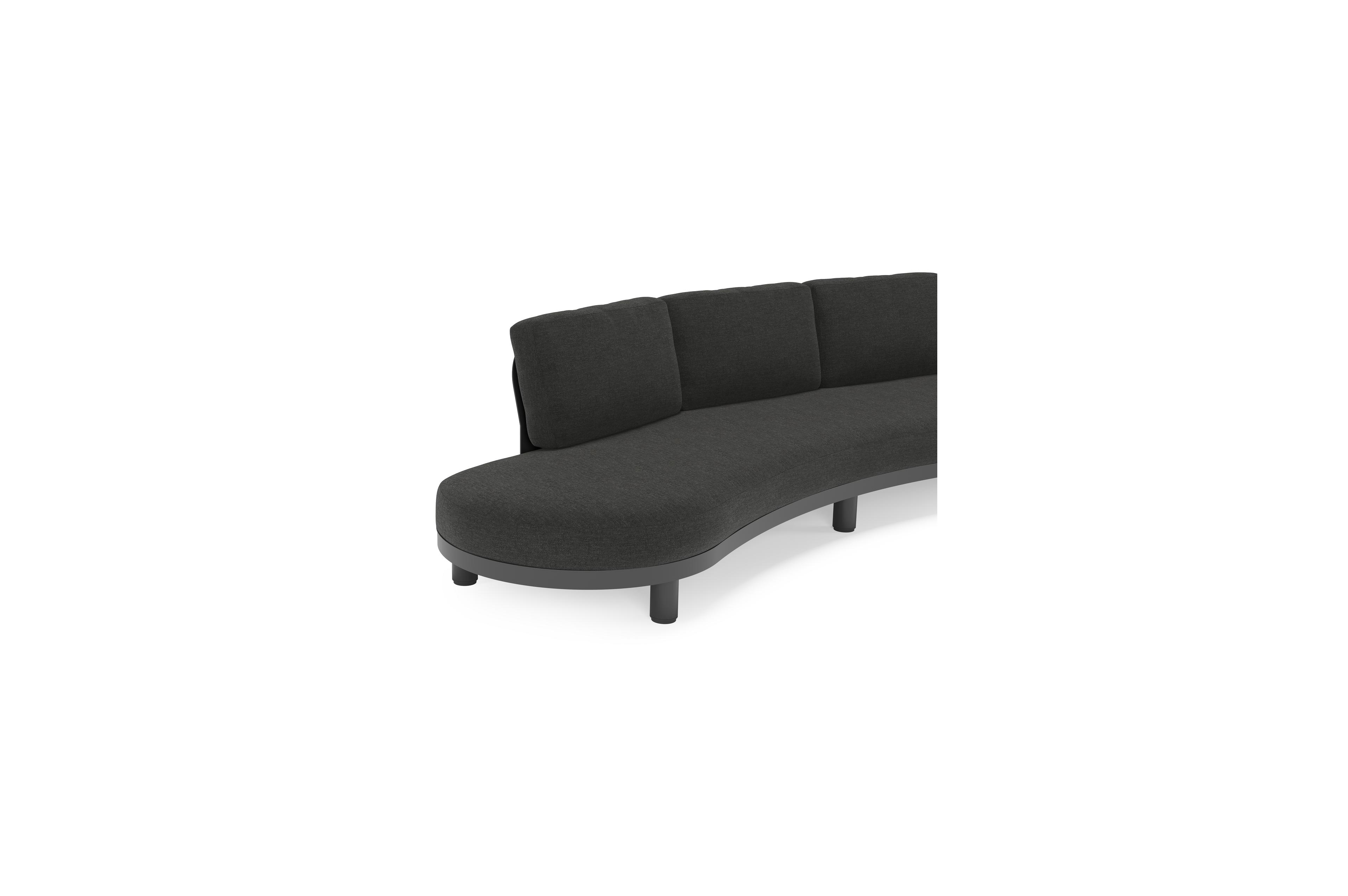 Donato loungebank in zwart aluminium met all weather sunbrella® luxe Chartres Sooty kussen