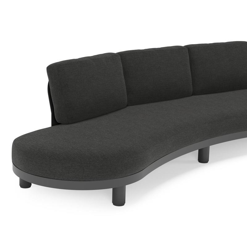 Donato loungebank in zwart aluminium met all weather sunbrella® luxe Chartres Sooty kussen