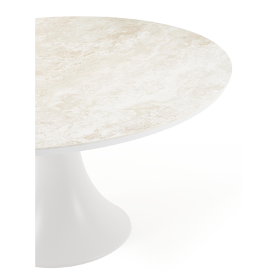 Fano tuintafel rond in wit aluminium en volkeramiek Rapolano dia. 148 cm