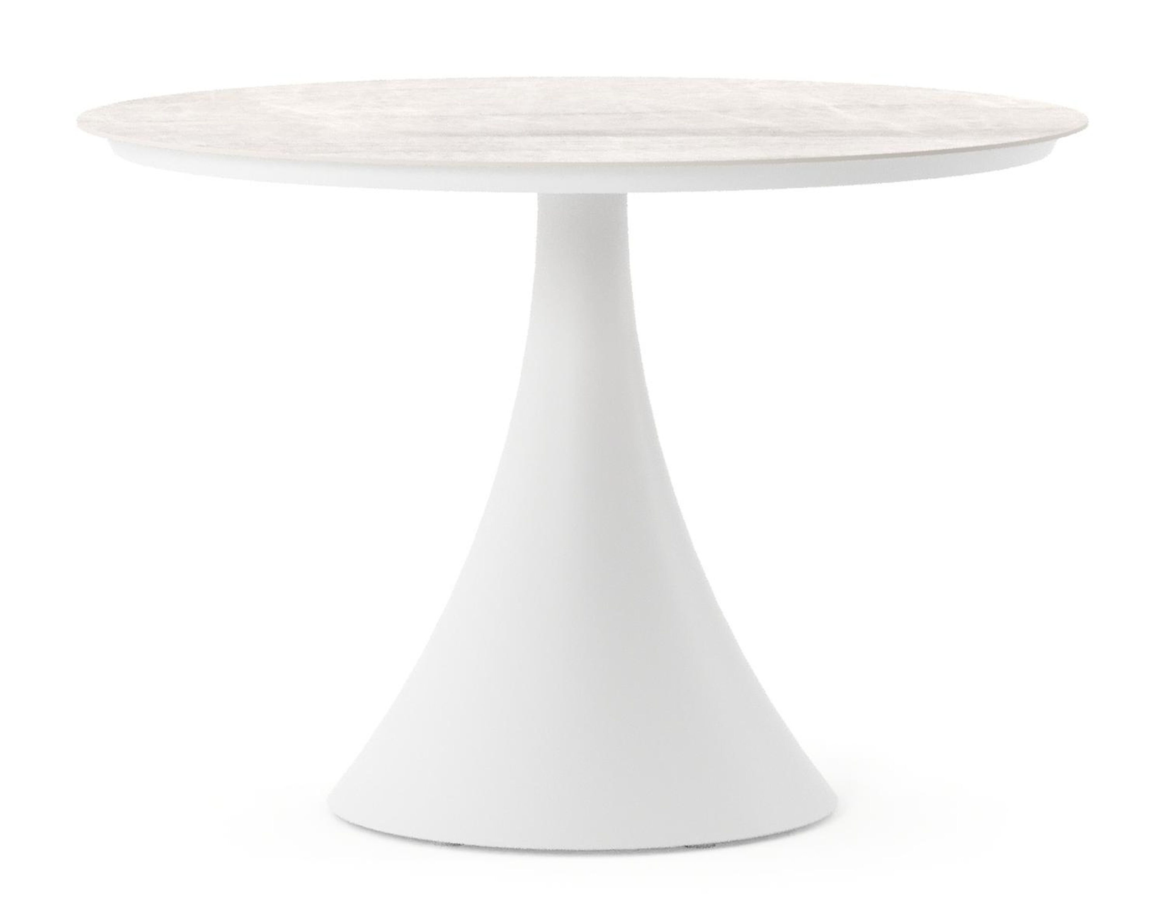 Fano tuintafel rond in wit aluminium en volkeramiek Travertino Bianco - Dia. 110 x H 74 cm
