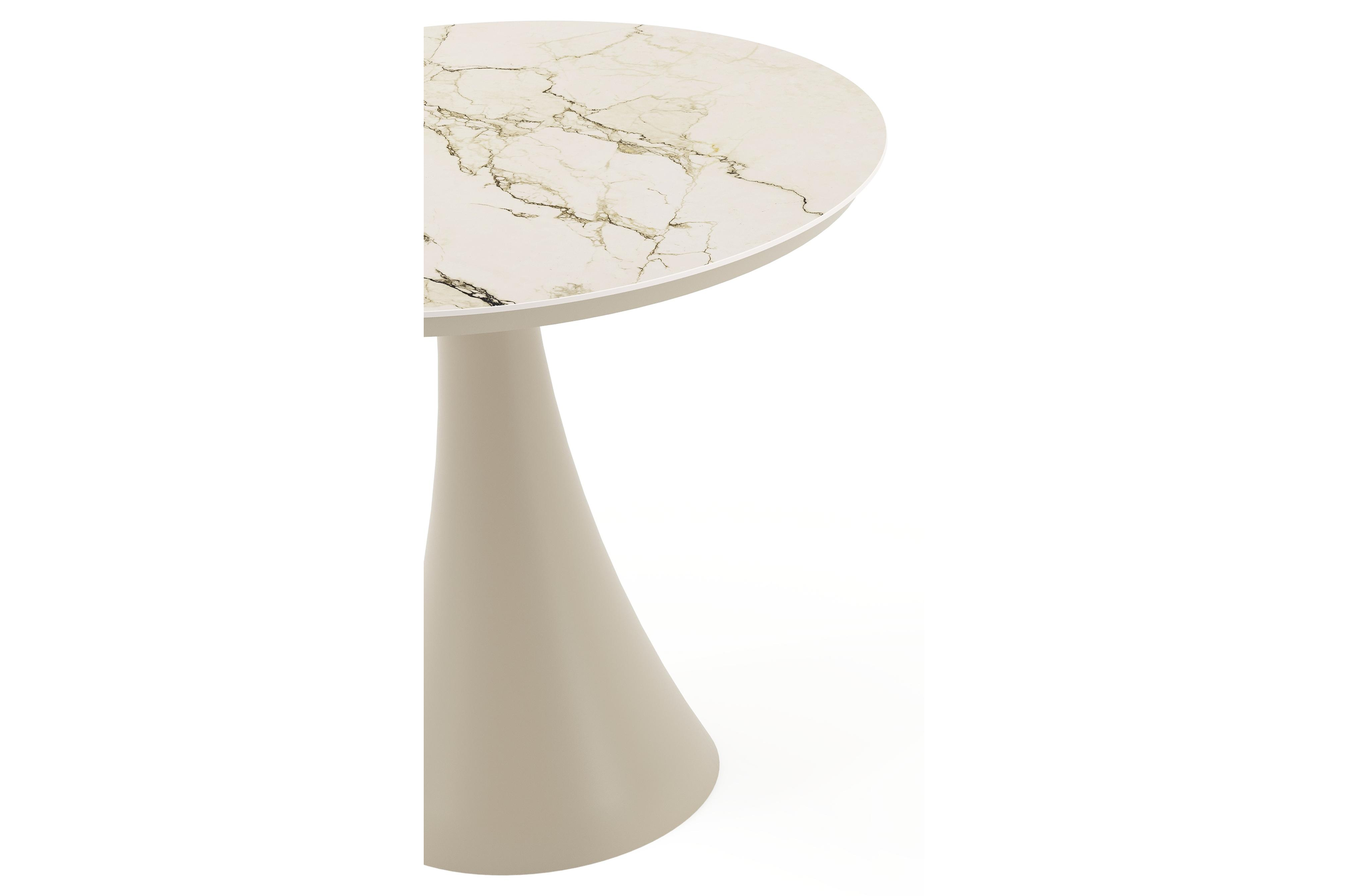 Table de jardin Fano ronde en aluminium beige et céramique pleine Colorado Dunes Diam. 85 x Haut. 75 cm