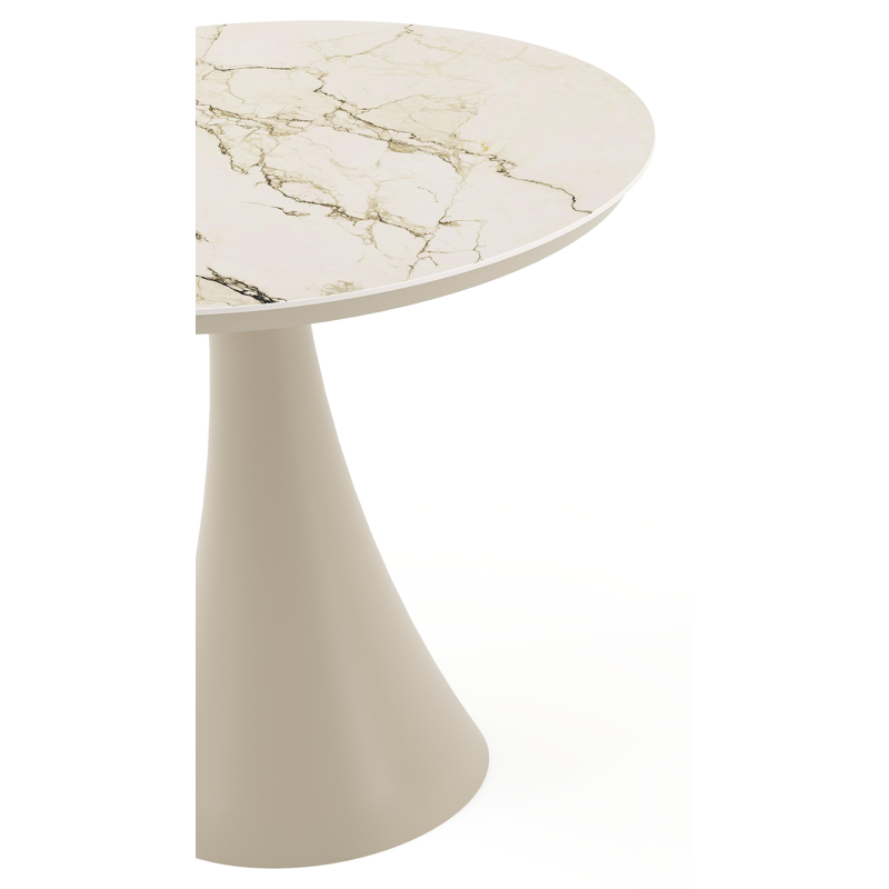 Table de jardin Fano ronde en aluminium beige et céramique pleine Colorado Dunes Diam. 85 x Haut. 75 cm