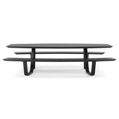 Forno picknicktafel bootvorm in zwart aluminium en volkeramiek basalt black tafelblad - L 280 x B 192 x 72 cm