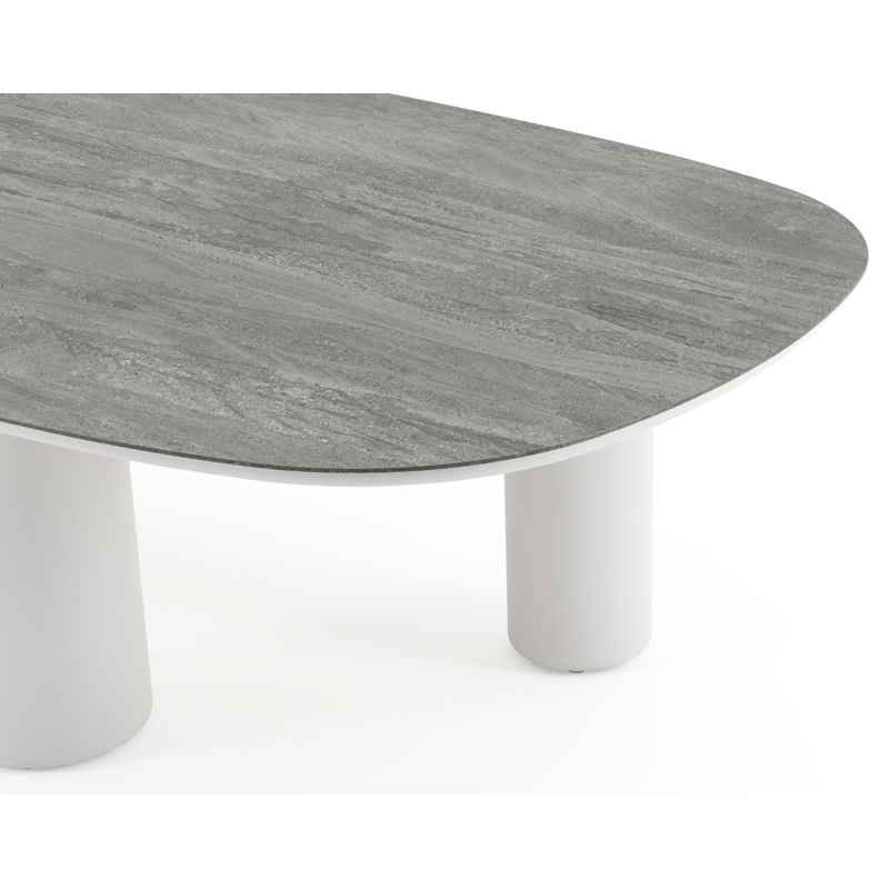 Amico tuintafel bombo xl in wit aluminium en volkeramiek Aspen Grey - L 270 x B 148 x H 73.5 cm