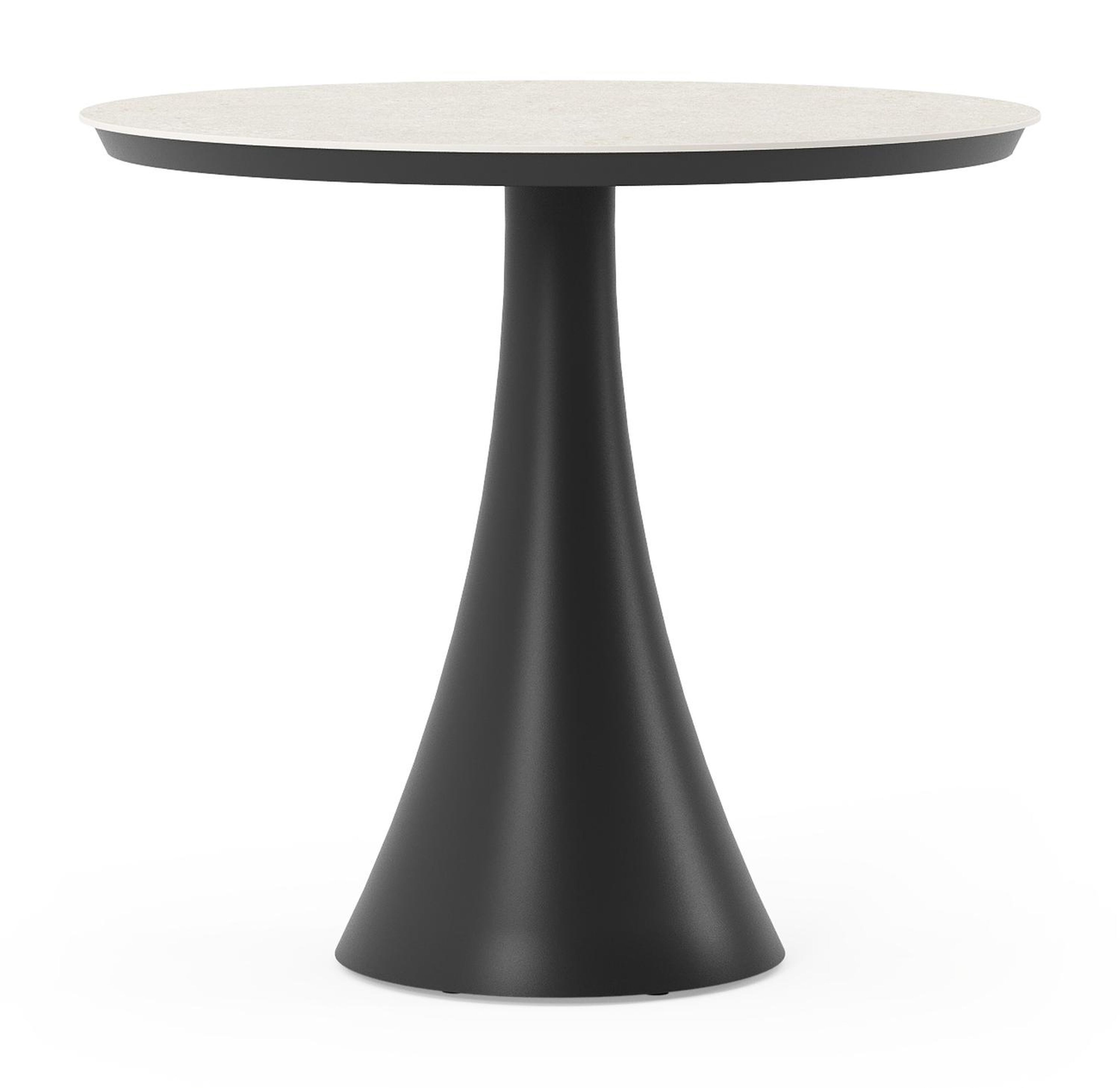 Fano tuintafel in zwart aluminium en volkeramiek shilin - Dia. 85 x H 75 cm