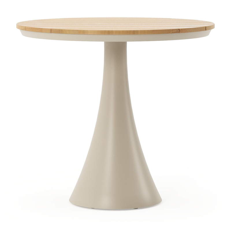 Fano tuintafel rond in beige aluminium en teak Dia. 85 x H 75 cm