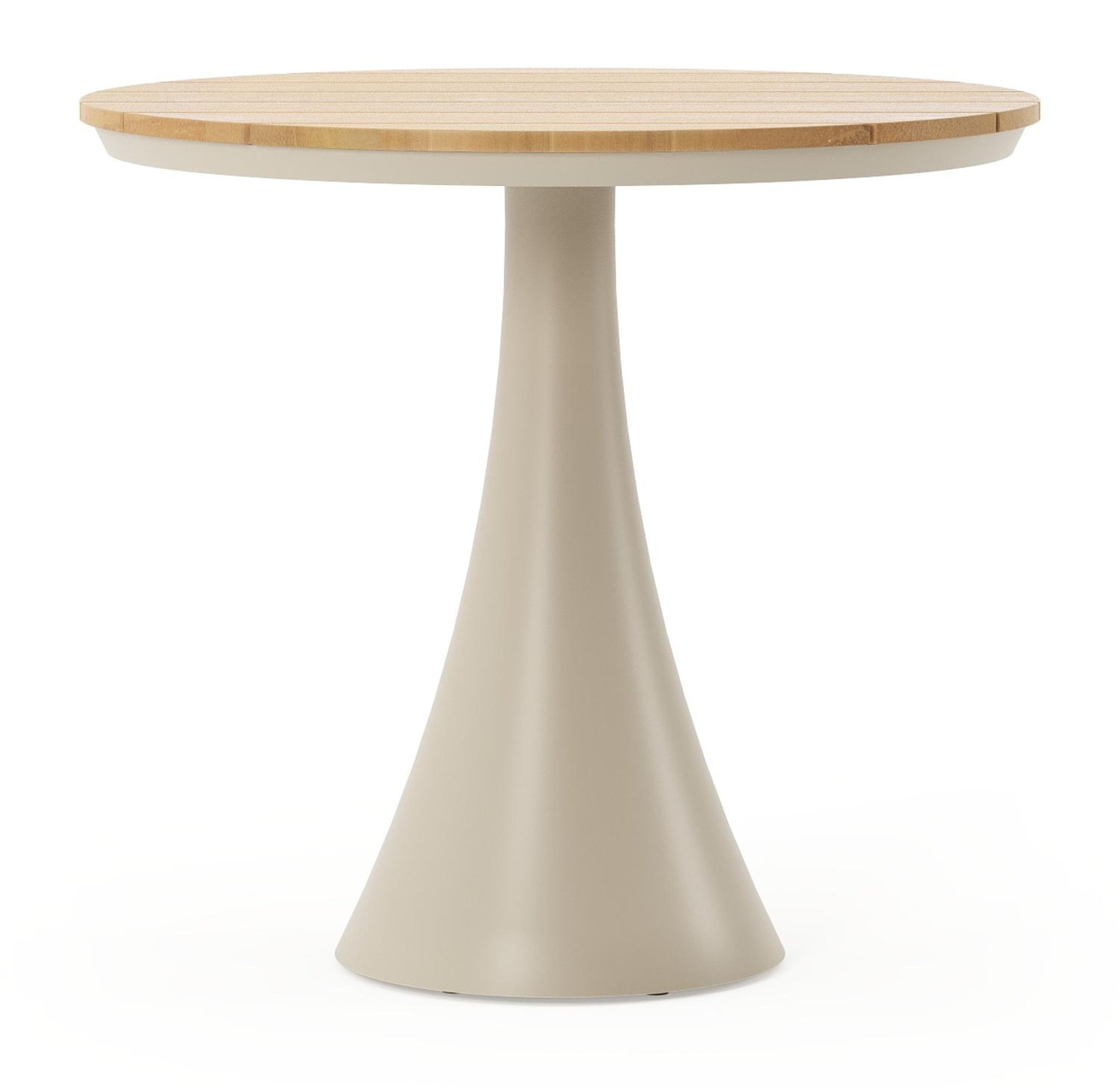 Fano tuintafel rond in beige aluminium en teak Dia. 85 x H 75 cm