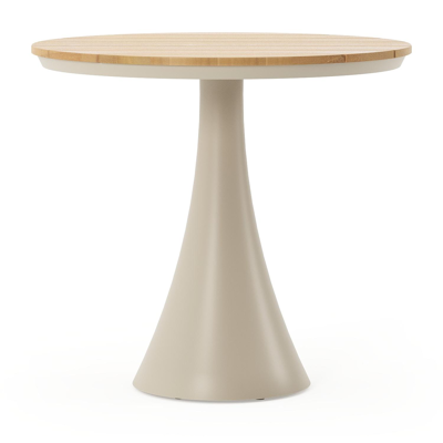 Fano tuintafel rond in beige aluminium en teak Dia. 85 x H 75 cm x H 75 cm