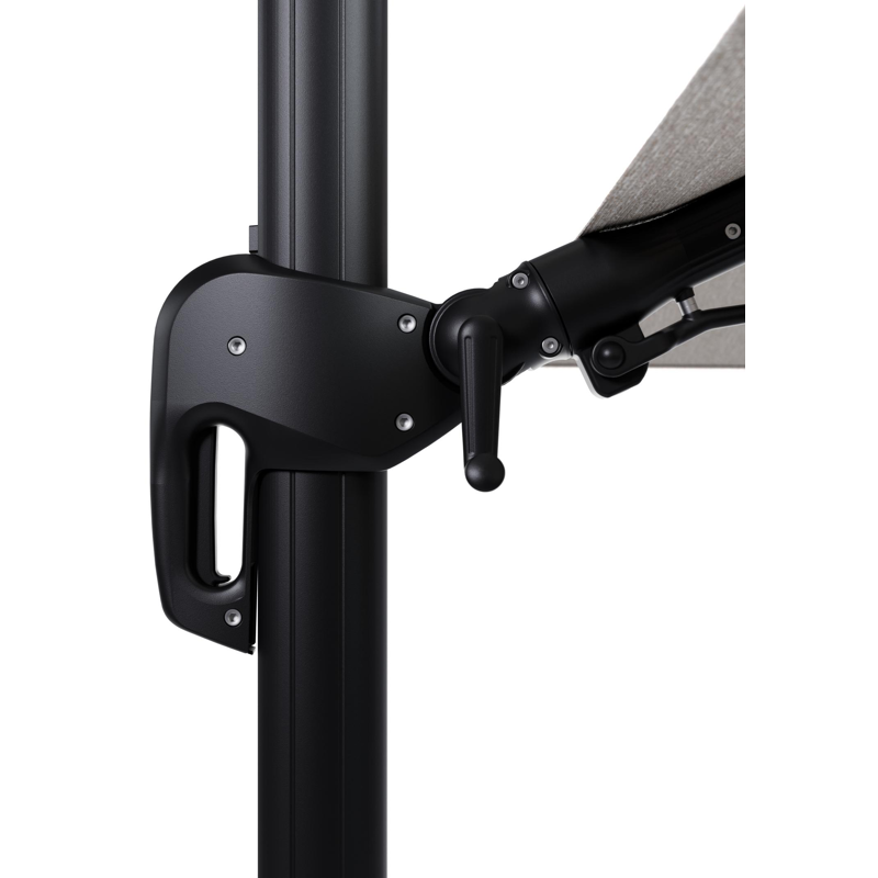 Parasol pendant Rufina avec fonction tilt en aluminium noir et toile de parasol en All Weather Sunbrella® Luxe Tundra Sand  - Lg.1 400 x Lg.2 300 cm (sans pied de parasol