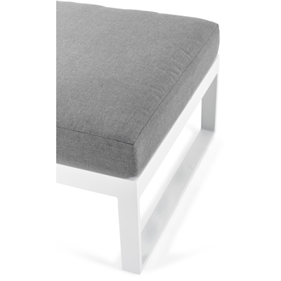 Caldela lounge poef in wit aluminium met grijs polyester kussen