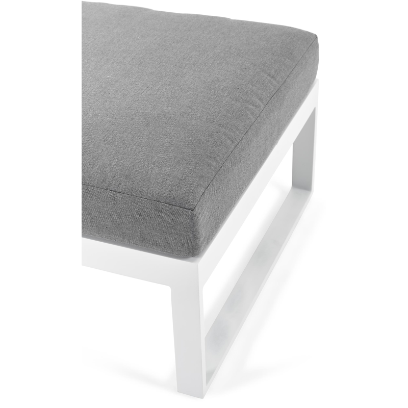 Caldela lounge poef in wit aluminium met grijs polyester kussen