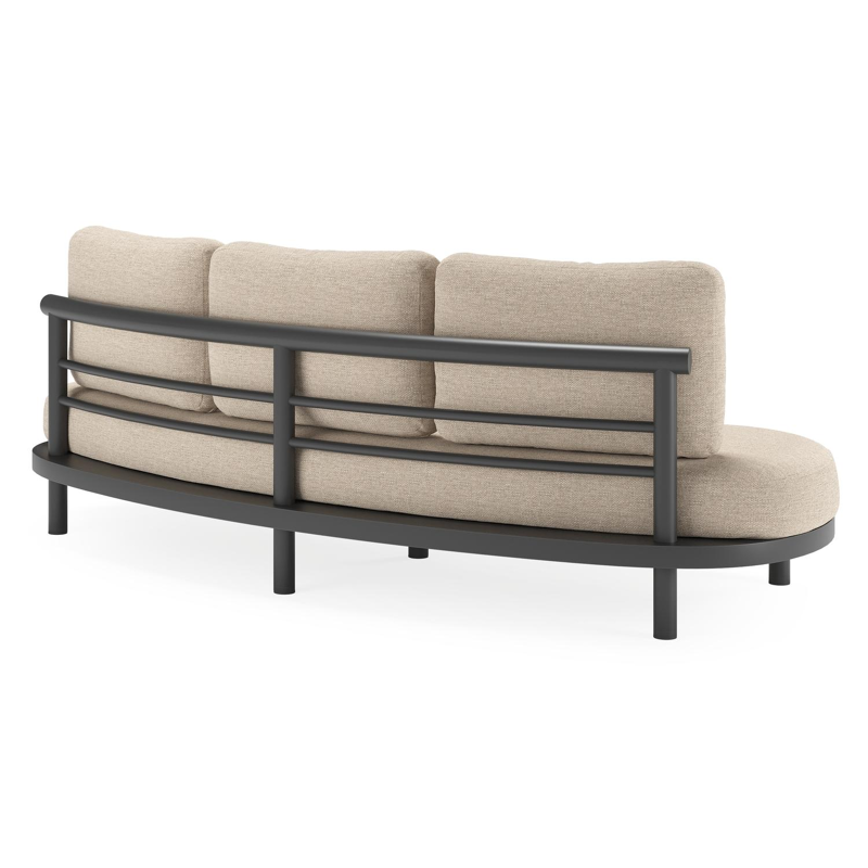 Salon de jardin Lindo en aluminium noir avec coussins en weather+ softtouch rustic