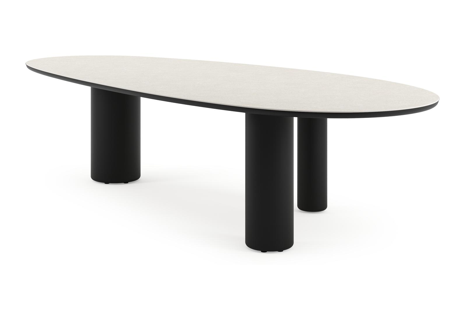 Table de jardin Amico mangue en aluminium noir et céramique pleine Shilin - Lg. 320 x Lrg. 140 x Haut. 73.5 cm