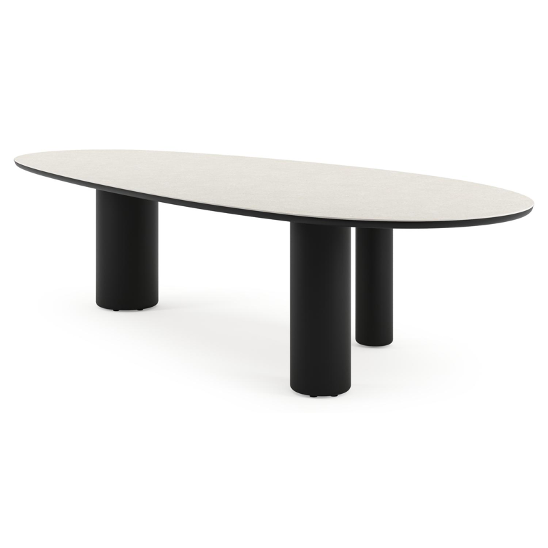 Amico tuintafel mango in zwart aluminium en volkeramiek Shilin - L 320 x B 140 x H 73.5 cm