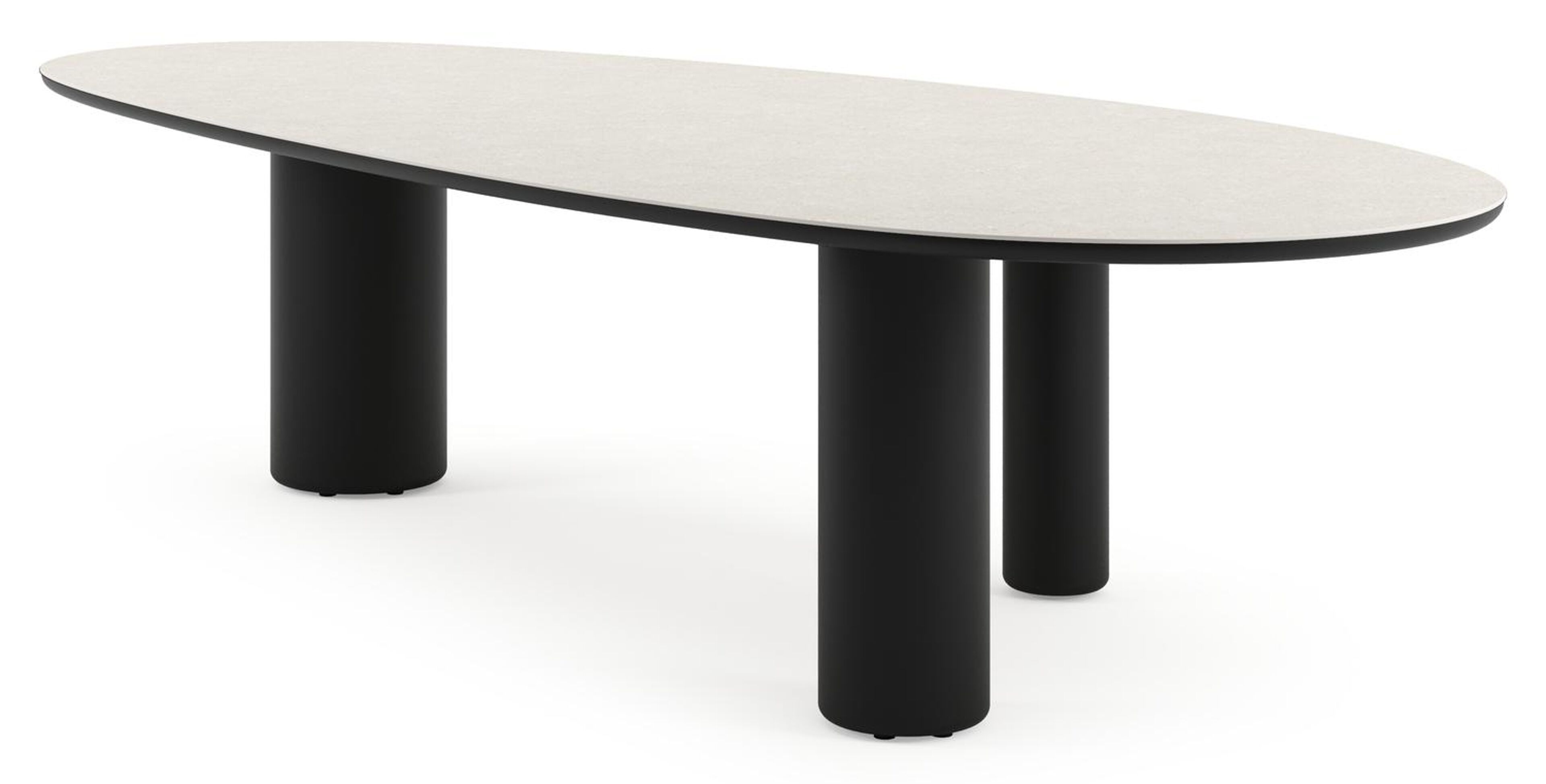 Amico tuintafel mango in zwart aluminium en volkeramiek Shilin - L 320 x B 140 x H 73.5 cm