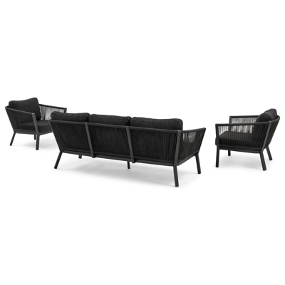 Cordoba loungeset in zwart aluminium met zwart weather+ softtouch kussens