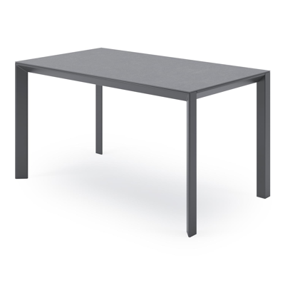 Malito tuintafel in zwart aluminium en volkeramiek pierre bleue - L 140 x B 80 x H 75,5 cm