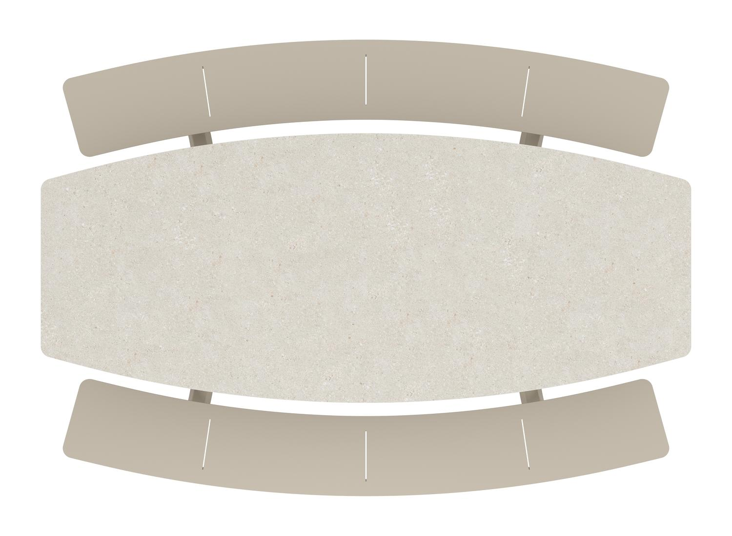 Forno picknicktafel bootvorm in beige aluminium en volkeramiek Shilin - L 240 x B 181 x H 72 cm