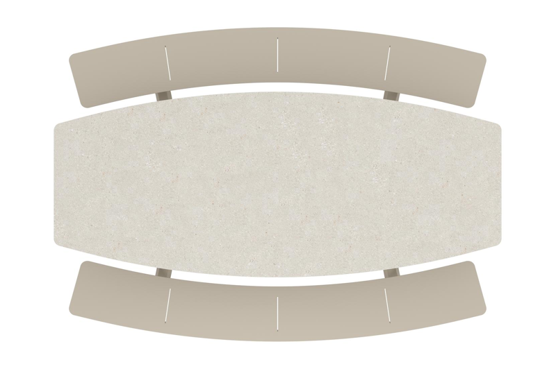 Forno picknicktafel bootvorm in beige aluminium en volkeramiek Shilin - L 240 x B 181 x H 72 cm