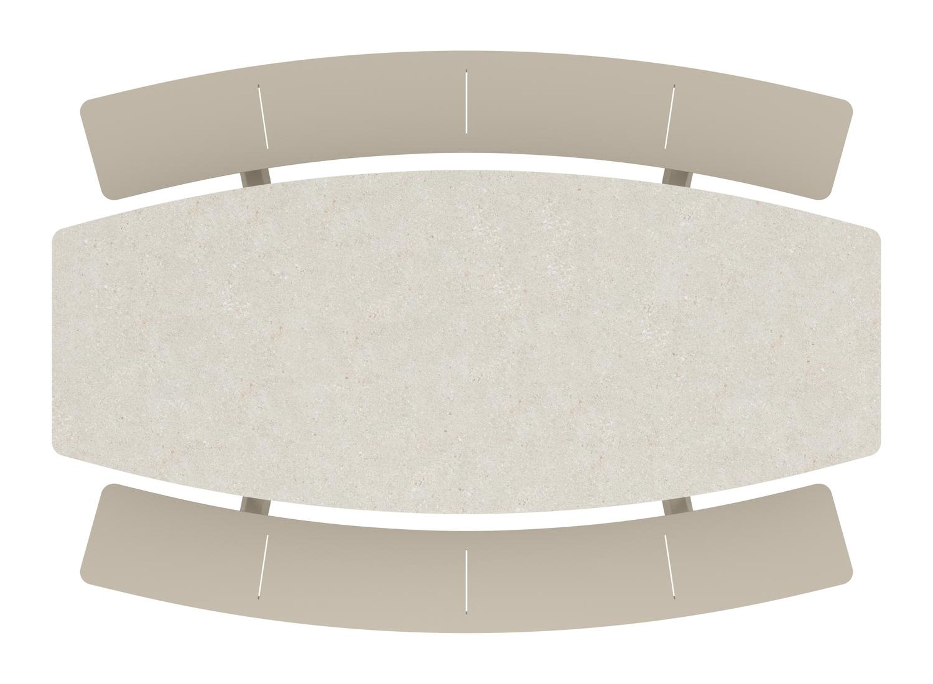 Forno picknicktafel bootvorm in beige aluminium en volkeramiek Shilin - L 240 x B 181 x H 72 cm