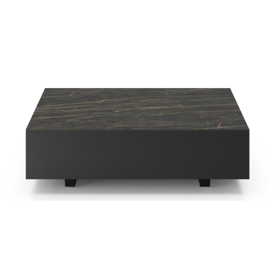 Como loungetafel in zwart aluminium en black obsession volkeramiek - L 70 x B 80 x H 20 cm