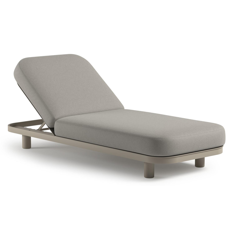 Chaise longue réglable Donato en aluminium beige avec All Weather Sunbrella® luxe savane grey coussin